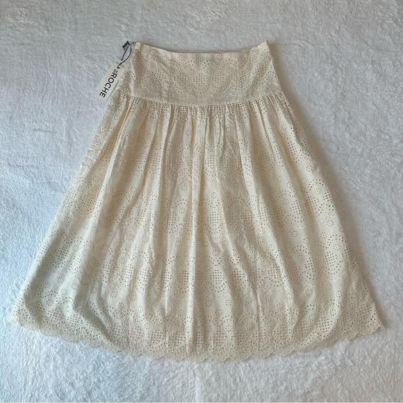 NWT | St. Roche | Winona Eyelet Midi Skirt | Off-White | Size 8 - Picture 11 of 12